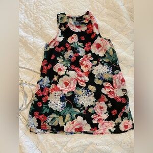 Who What Wear Floral Sleeveless Blouse Black Multicolor - XS